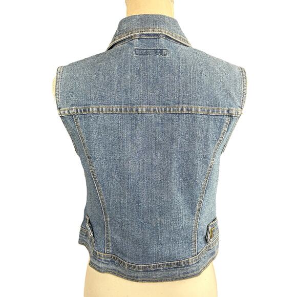Crazy Horse Denim Vest Women Size M Blue Medium Stone Wash Western Retro 90s Top - Picture 3 of 11